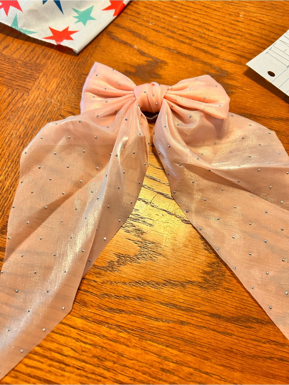 Kids Pink Sparkle Bow Hair Tie
